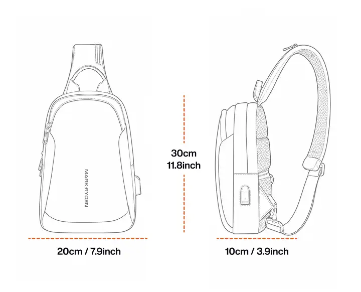 Feature compact carry Mini City Sling Bag by Mark Ryden brand